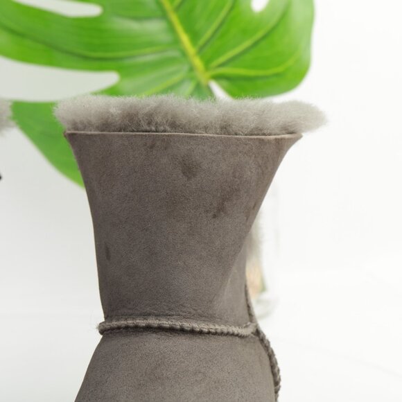 UGG Womens Mini Bailey Bow Boots Size 6 Gray Suede Sherpa Shearling Short Bootie - Picture 5 of 16